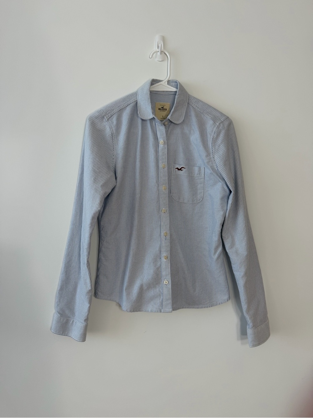 Hollister Light Blue & White Striped Button-Down Shirt